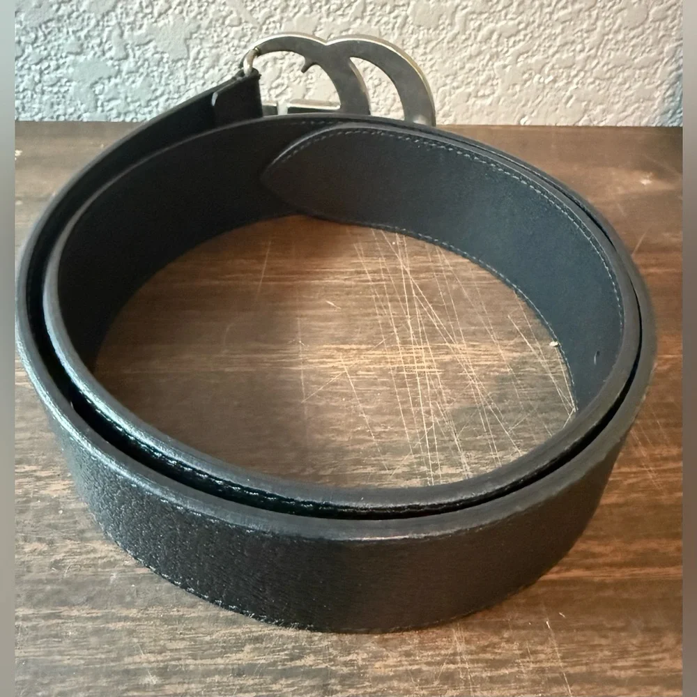 Authentic Gucci 406831 GG Marmont Belt Leather Black × Silver NEW never worn, 30 - Picture 2 of 5